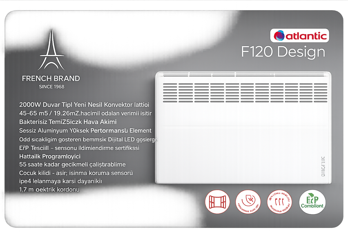 Atlantic F120 Design 2000W Konvektör Isıtıcı
